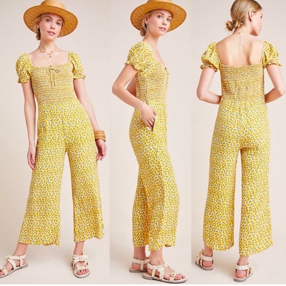 Faithfull the Brand Pants - Faithfull The Brand Laszlo Smocked Floral Jumpsuit Size S
